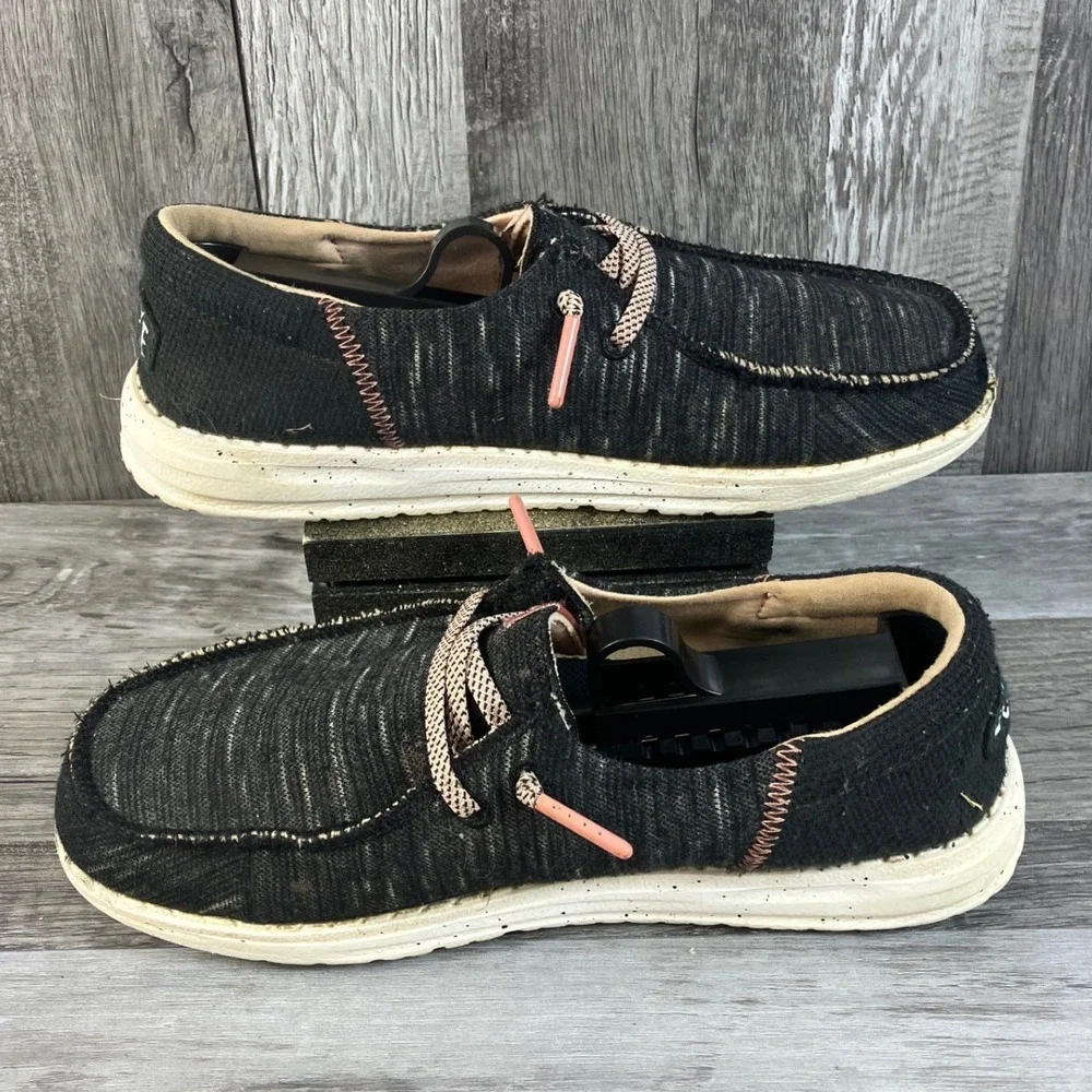 Hey Dude Wendy Youth Jersey Black Slip On Loafers Shoes 40451-001 Size 3Y